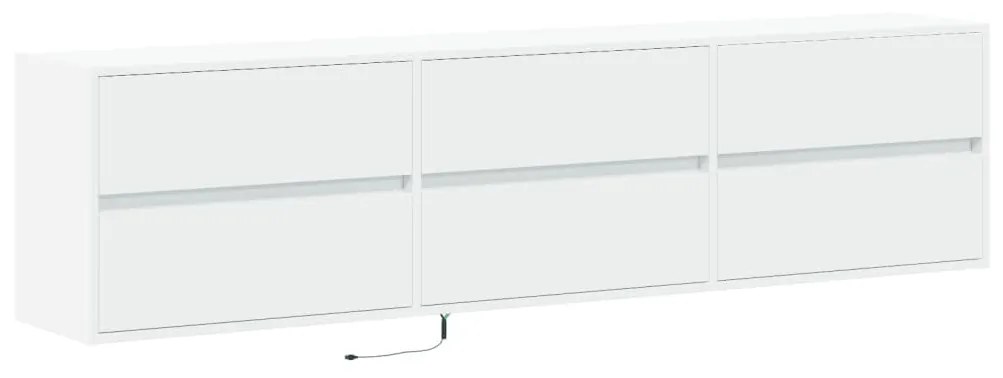 fehér falra szerelhető TV-szekrény LED-del 180 x 31 x 45 cm