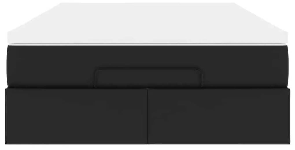 Ottomán ágykeret matraccal fekete 180x200cm műbőrrel