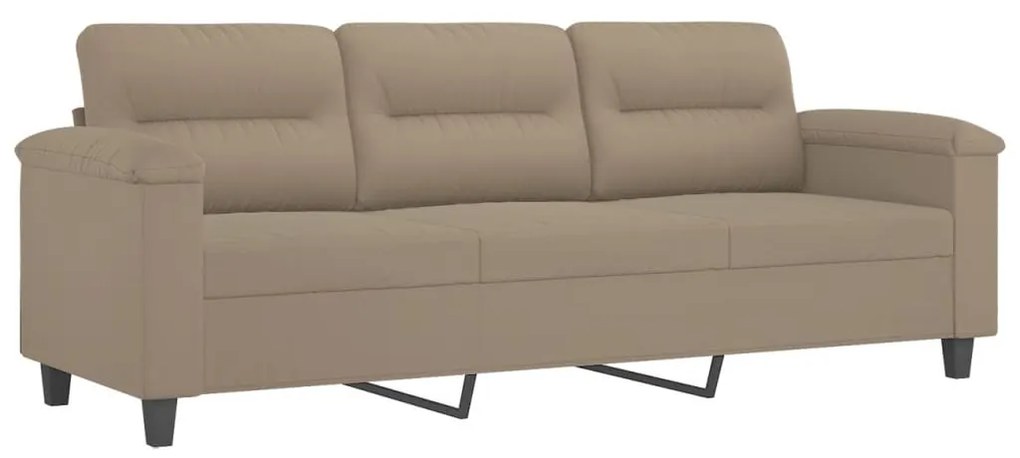 3 személyes tópszínű mikroszálas szövetkanapé párnákkal 180 cm