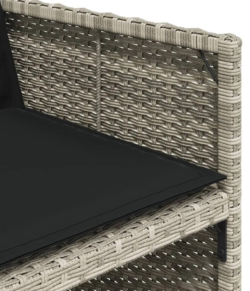 5részes világosszürke polyrattan kerti étkezőgarnitúra párnával
