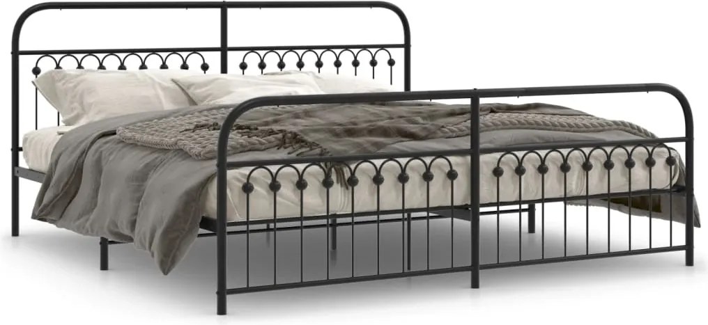 vidaXL fekete fém ágykeret fej- és lábtámlával 193 x 203 cm