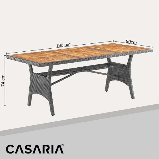 Casaria® Rattan asztal Takeo 190x90x75cm - akác