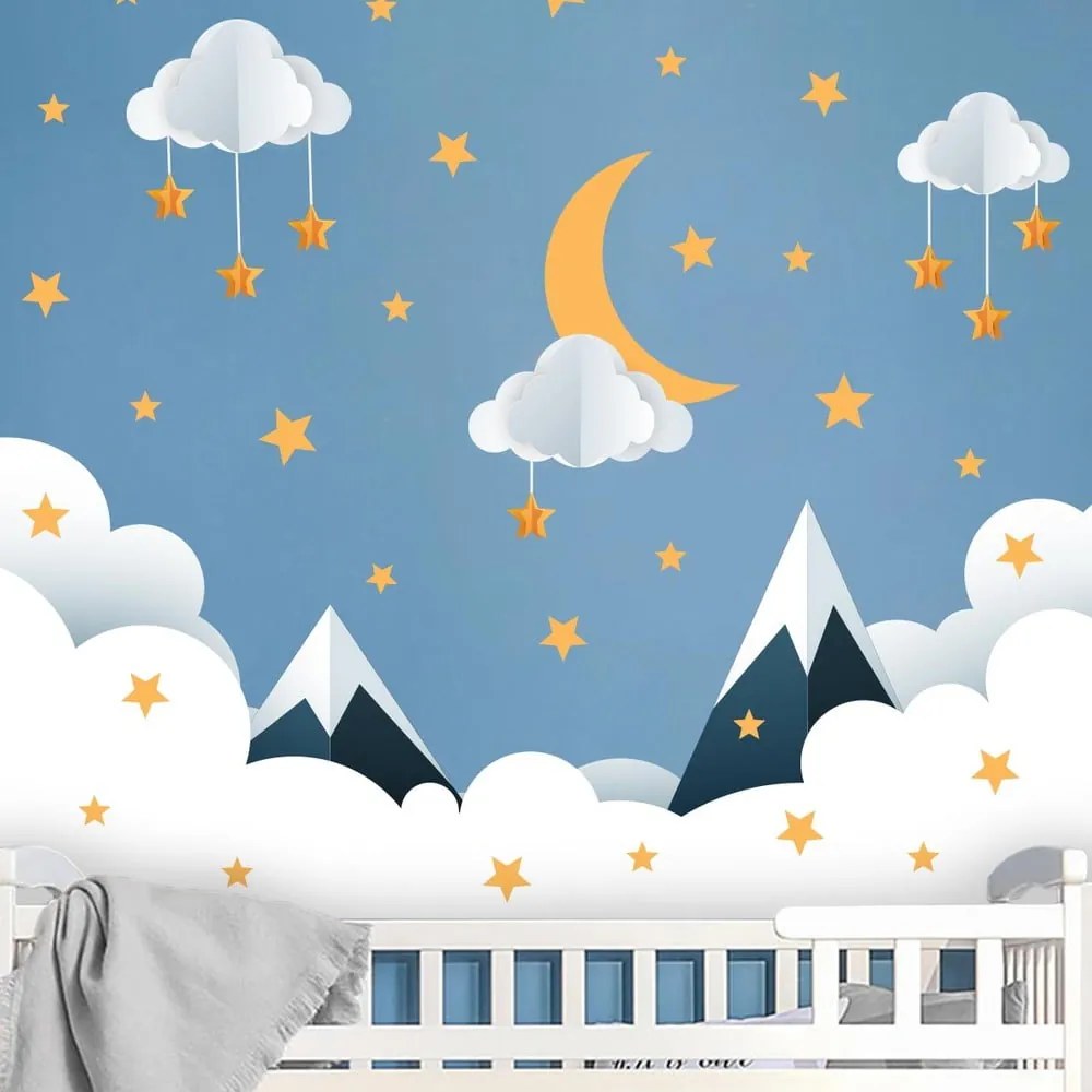 Gyerek falmatrica 90x60 cm Mountains in Stars and Clouds – Ambiance