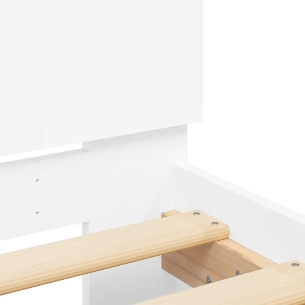 fehér ágykeret fejtámlával és LED-del 200 x 200 cm