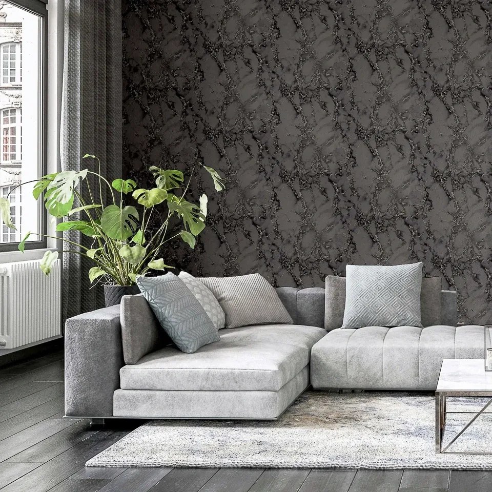 Arthouse Signature 1 Carrara Marble fekete-szürke márvány mintás papír tapéta – 296702