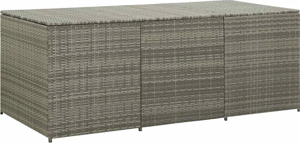 Szürke Polyrattan Kerti Tárolóláda 180 X 90 X 70 Cm