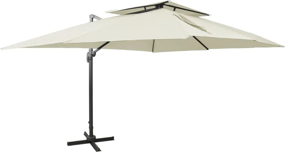 vidaXL konzolos kerti napernyő dupla tetejű homokszínű anyagból 400 x 300 cm