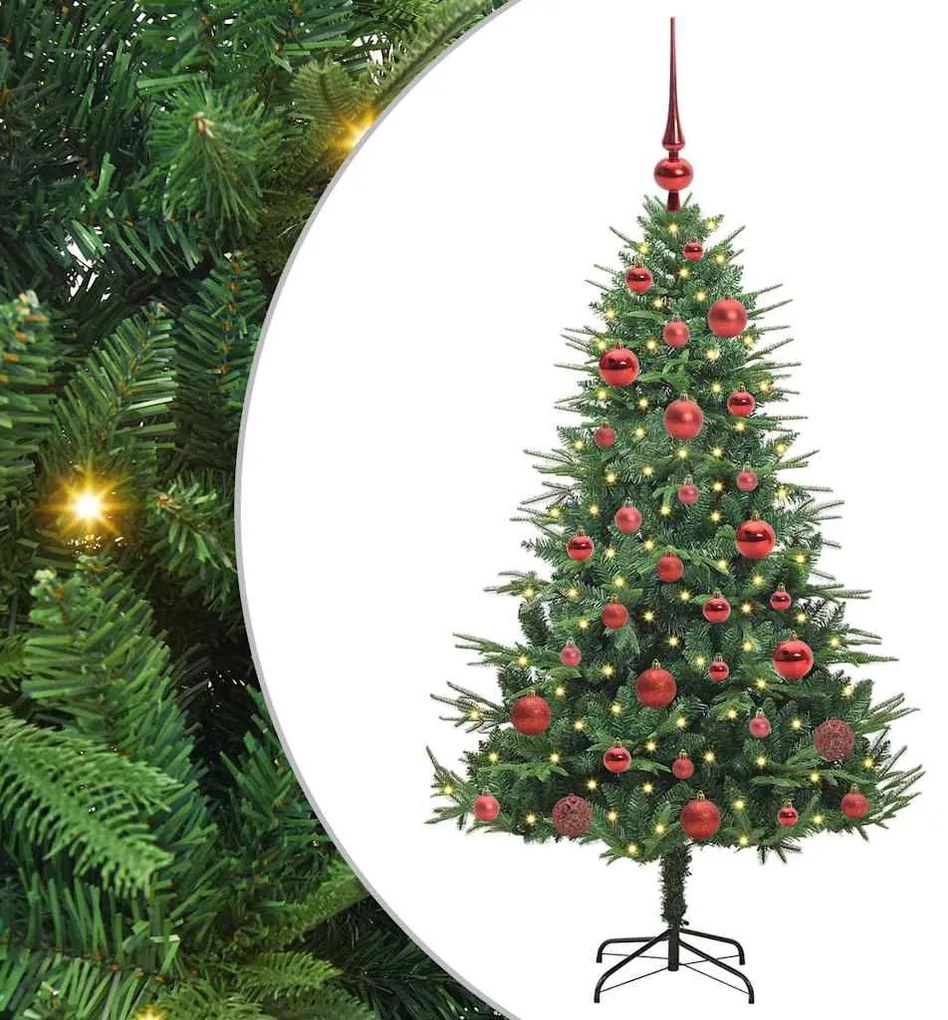 Mesterséges, elővilágított karácsonyfa labdákkal Zöld 150 cm