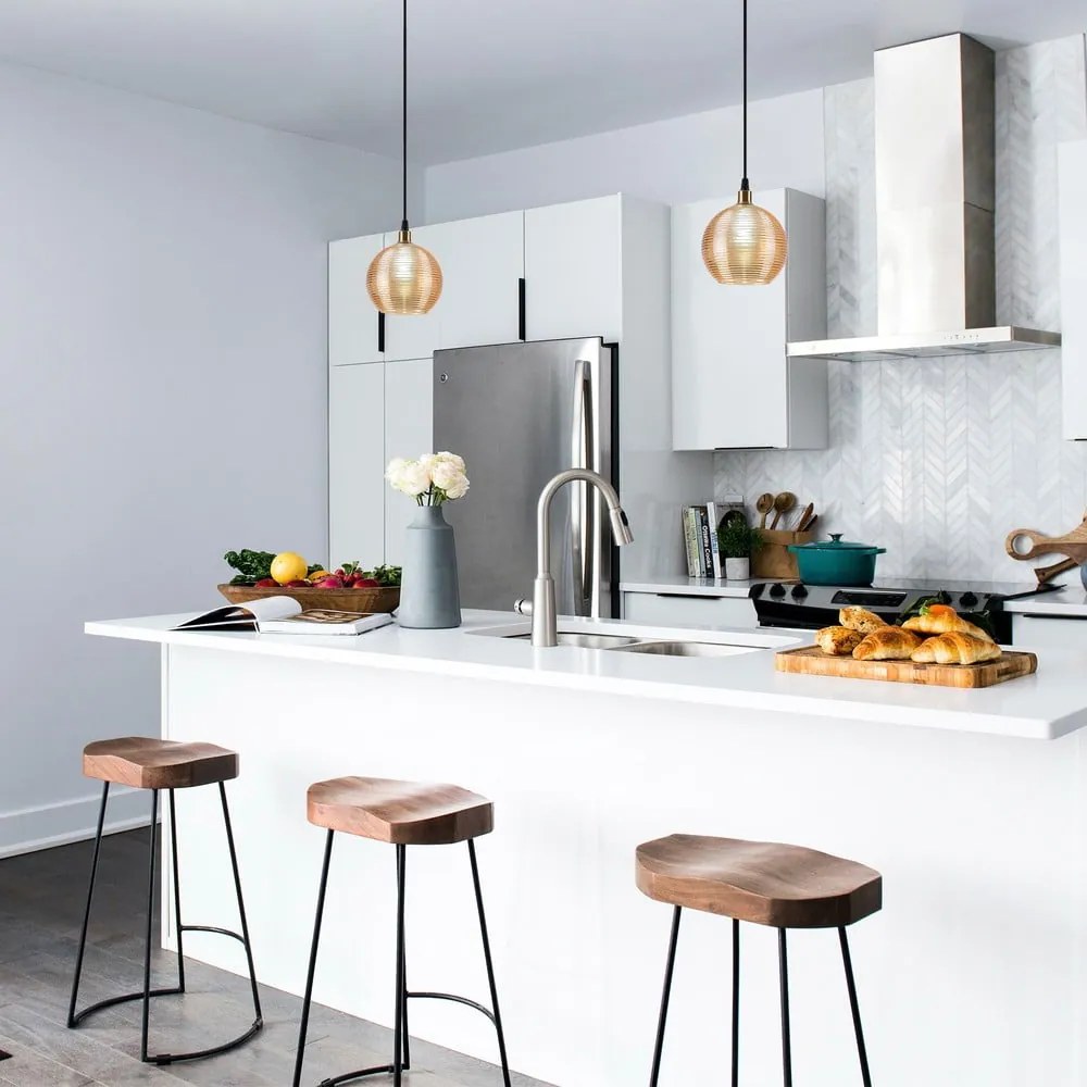 Okkersárga-aranyszínű függőlámpa üveg búrával ø 15 cm Muzo – Opviq lights