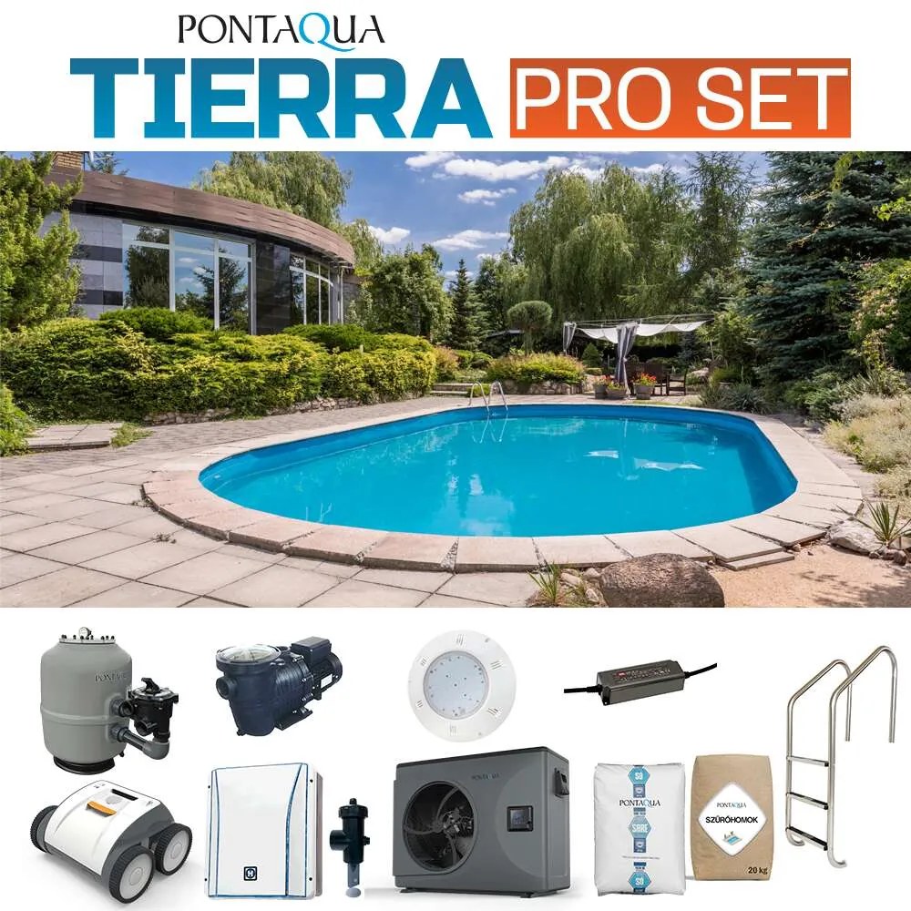 TIERRA PRO BLUE POOL süllyesztett ovális medence szett 5,0 x 3,0 ...