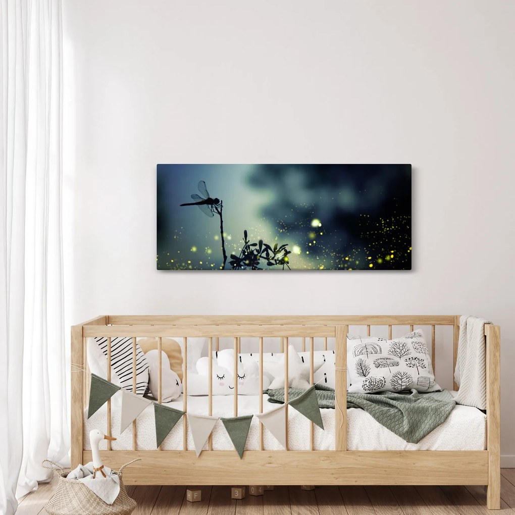 Kép - szitakötő a csillogó éjszakában (120x50 cm)