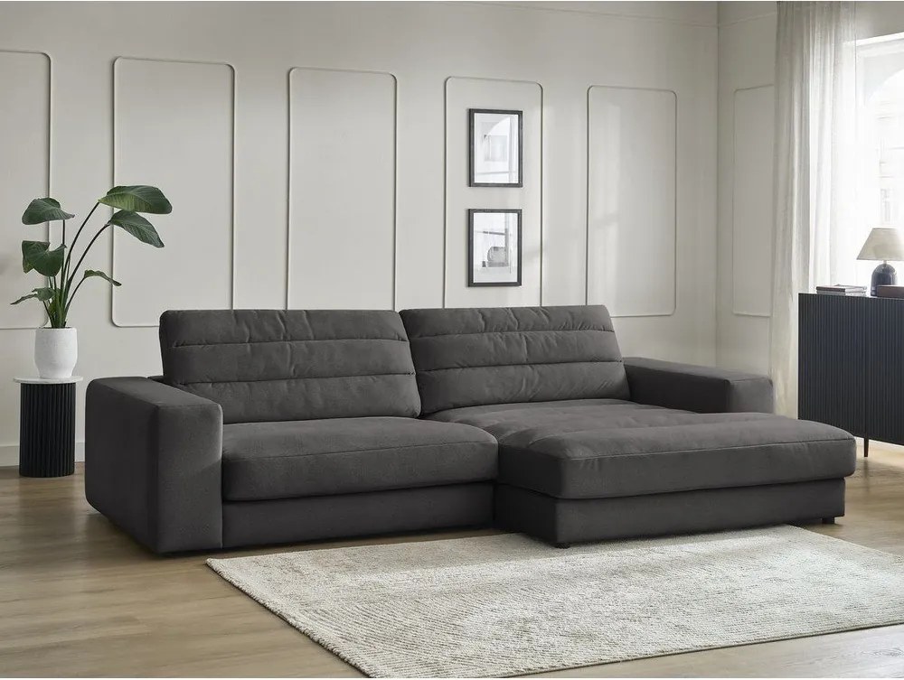 Antracitszürke bársony sarokkanapé (jobb oldali-heverő résszel) Sierra – Bobochic Paris