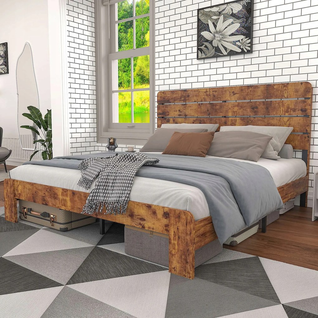 Franciaágy 160 x 200 cm Fa ágy Retro vas keret