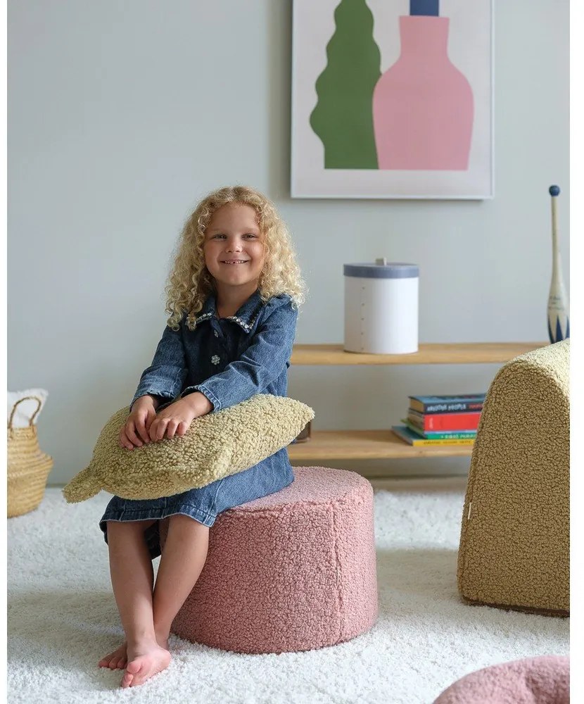 Rózsaszín buklé gyerek puff – Wigiwama
