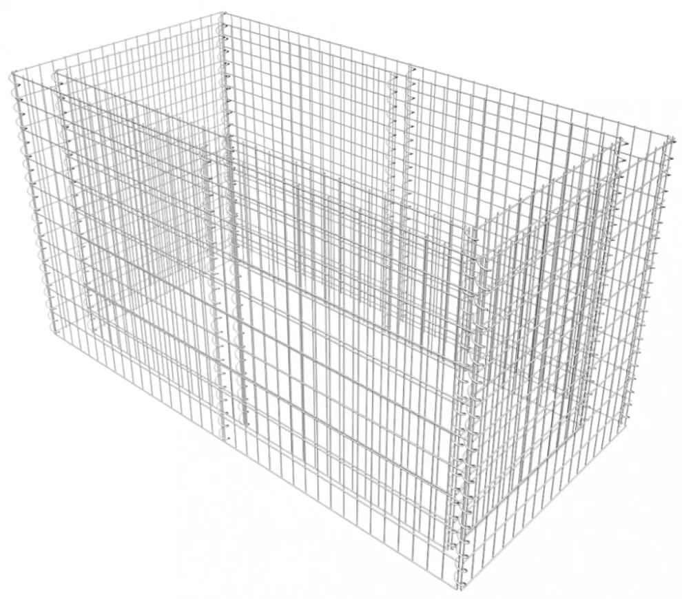 ezüstszínű acél gabion magaságyás 180 x 90 x 100 cm