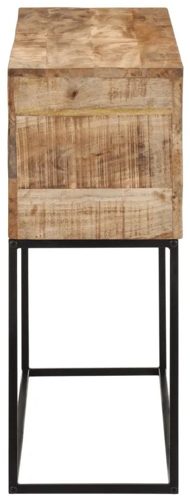 tömör nyers mangófa és vas tálalóasztal 110 x 30 x 75 cm