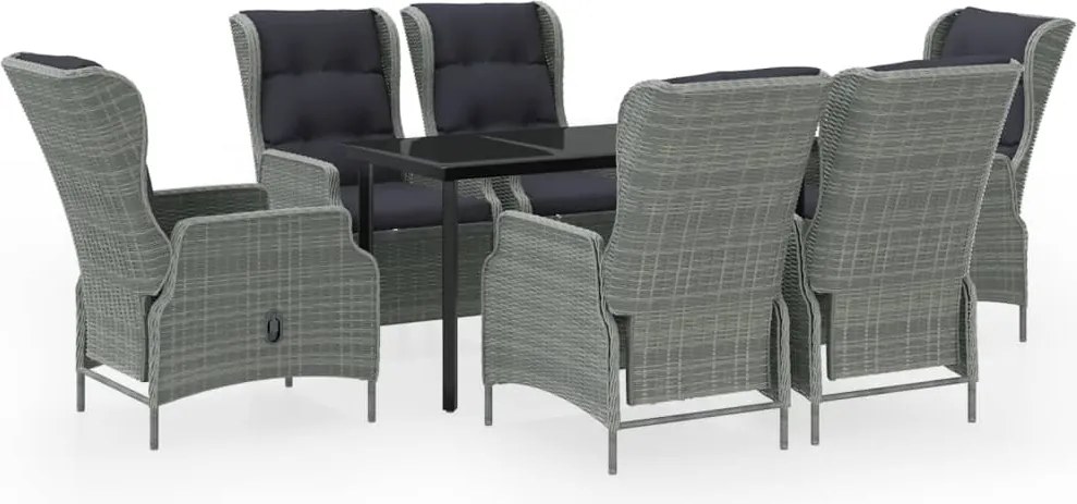 vidaXL 7 részes világosszürke kerti étkezőgarnitúra