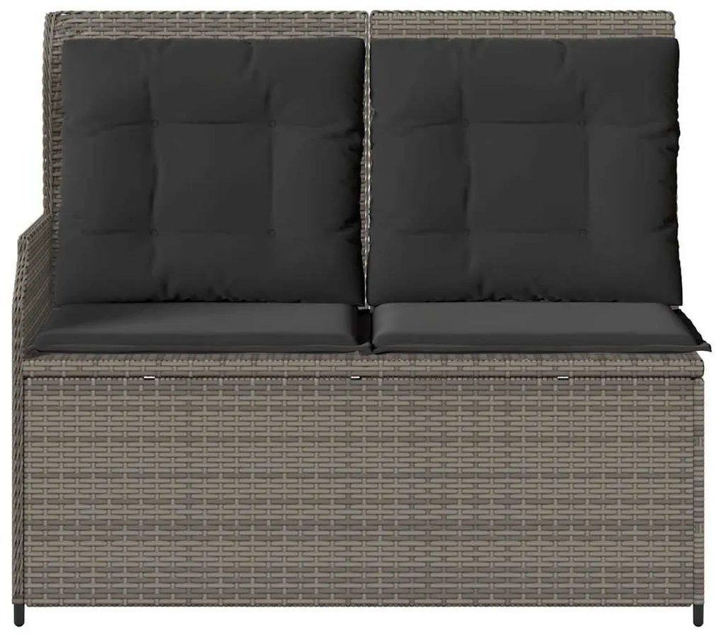 Szürke polyrattan dönthető kerti pad párnával