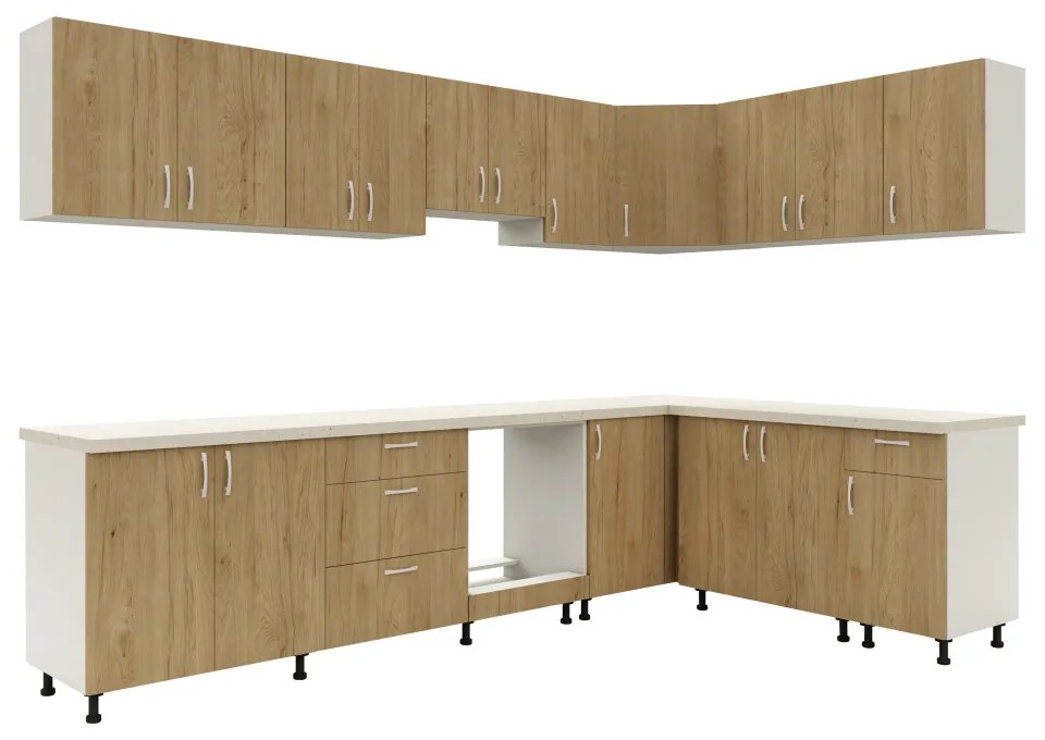 Benita 2 ajtós Felső konyhaszekrény Természetes fa-Fehér 60x30x45 cm