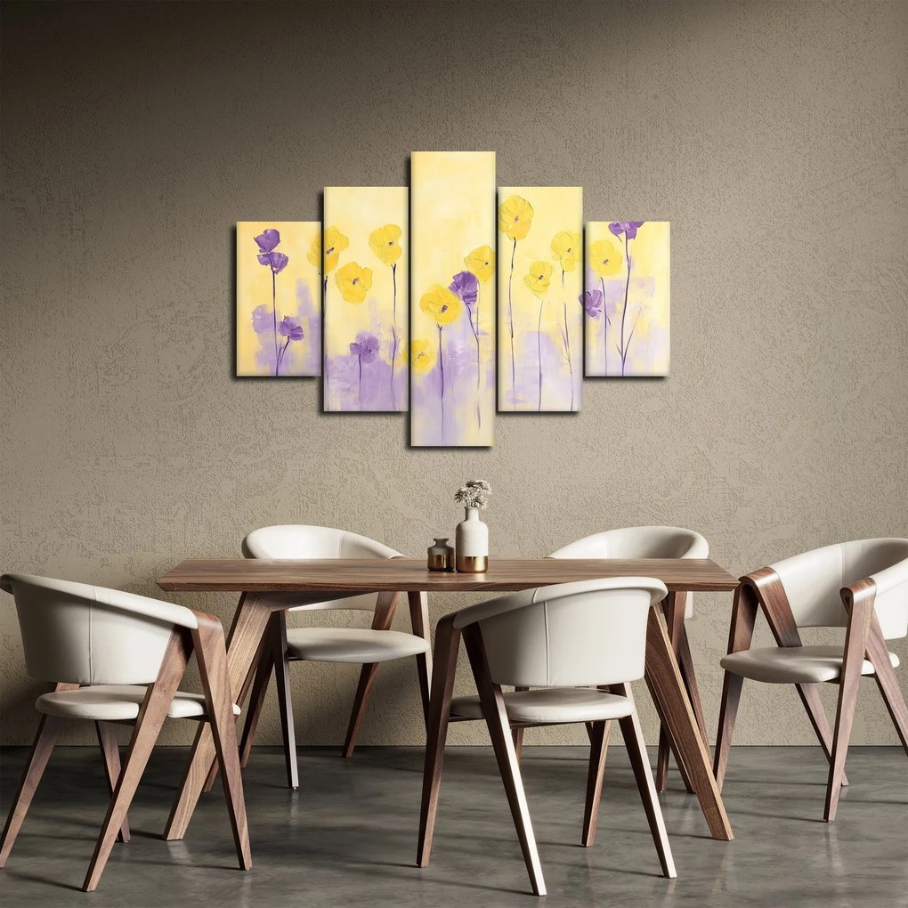 Kép - Lila és sárga virágok (150x105 cm)