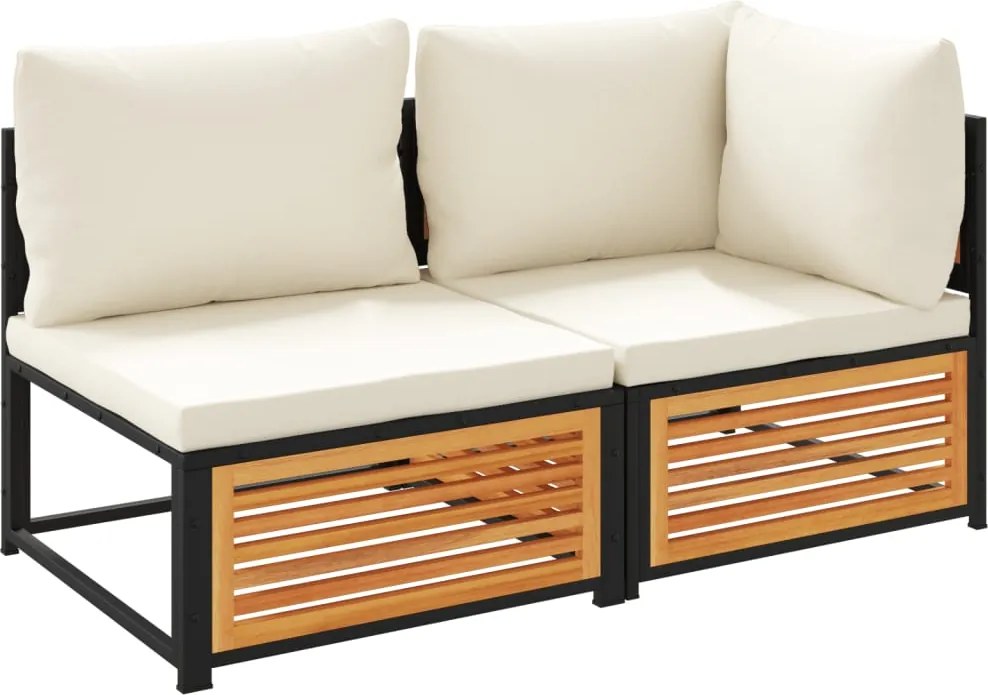 vidaXL 2 személyes tömör akácfa kerti kanapé párnával