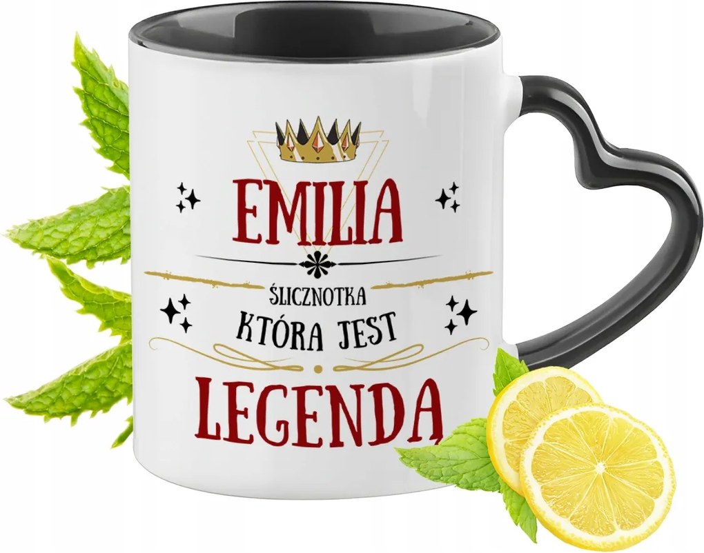 Emilia Bögre Fekete Szív Alakú Füllel Ajándék Nyomtatott