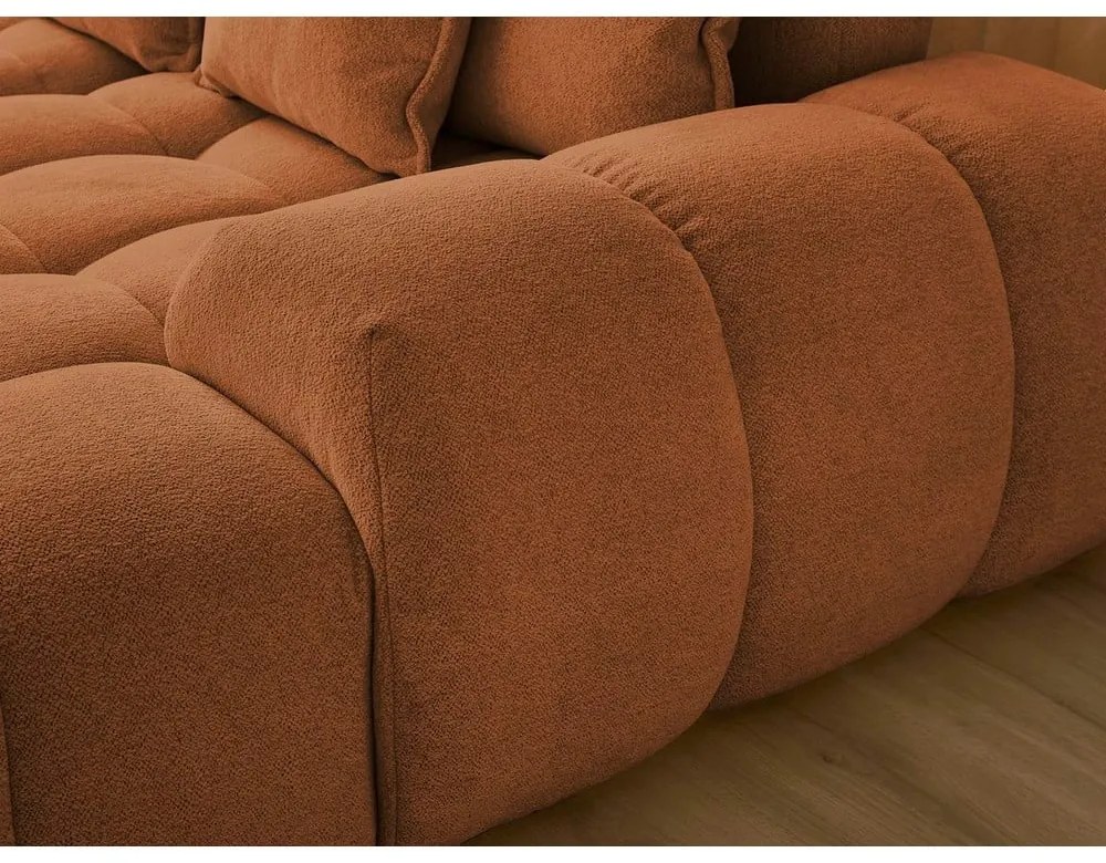 Terrakotta színű zsenília kinyitható-tárolóhelyes sarokkanapé (bal oldali-U alakú) Everest – Bobochic Paris