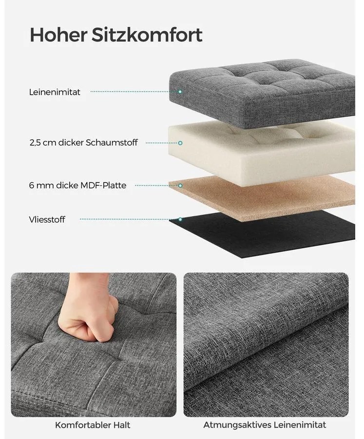 Tárolós ülőke, kis összecsukható pad, 30 × 30 cm-es lábtartó sötétszürke színben