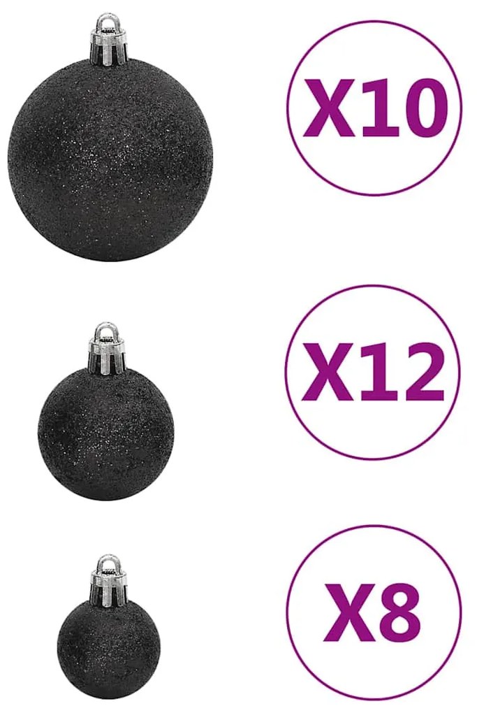 111 részes fekete polisztirol karácsonyi gömb szett