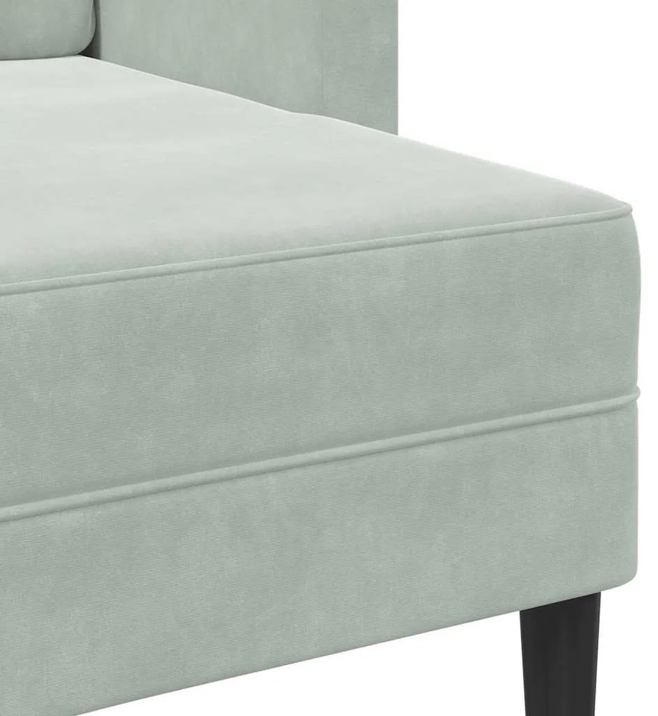 világosszürke bársony 2 üléses kanapé L-alakú kanapéval 125 cm