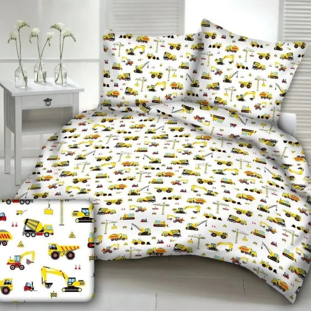Építőipari gépek pamut ágyneműhuzat TiaHome - 1x Párna 90x70cm, 1x Paplan 140x200cm