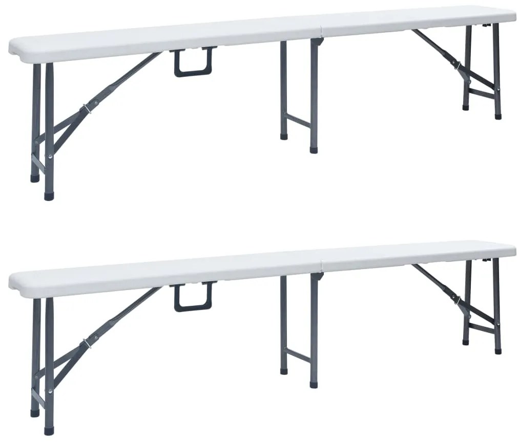 vidaXL 2 db fehér összecsukható HDPE kerti pad 180 cm