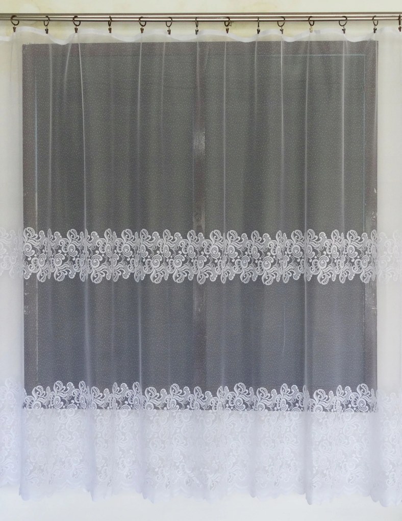 Mg Függöny jacquard Z040 Fehér 210X180 kész szalaggal