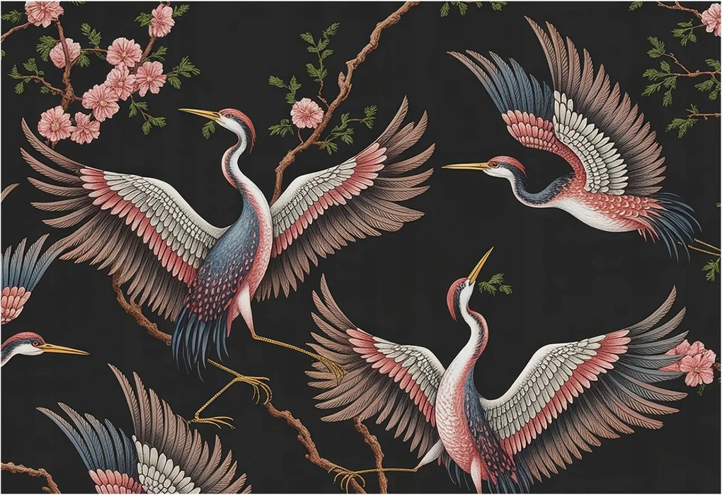 Divatos Flizelin Tapéta Ragasztóval Fali 3D Virágmintás 152x104 Ragasztó