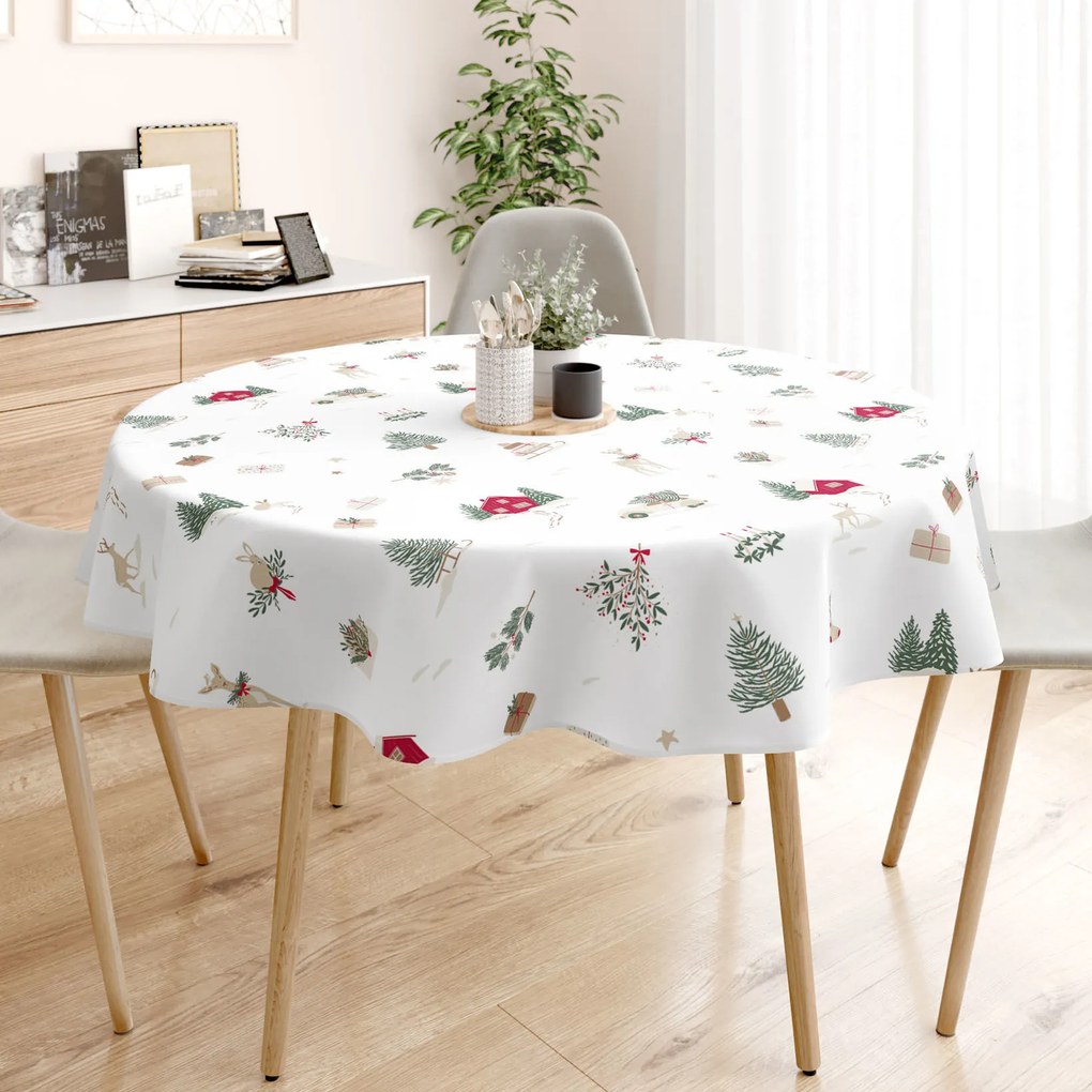 Goldea karácsonyi kör alakú terítő - extra erős 100% - os pamut - tradicionális karácsonyi Ø 140 cm