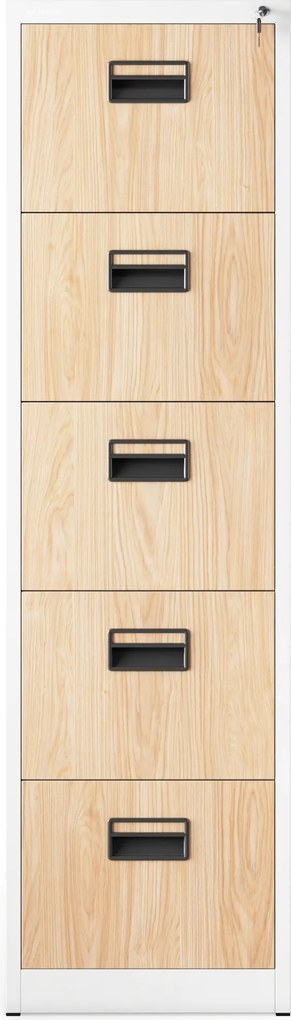 5 fiókos fém iratszekrény, fehér/sonoma tölgy, 460x1625.5x620 mm: SARA Eco Design