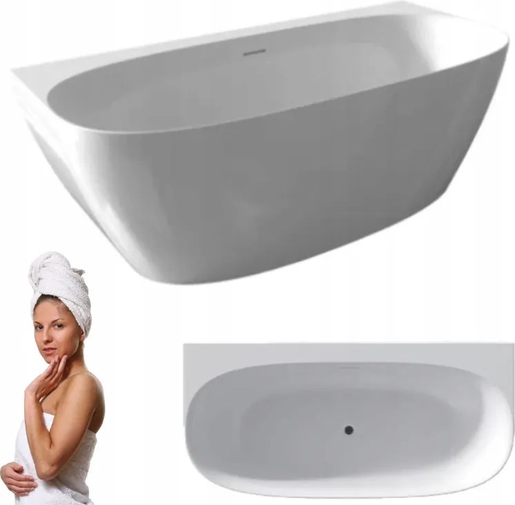 Szabadonálló Fali Kád Riho Omega 170x80 szifon króm rant slim