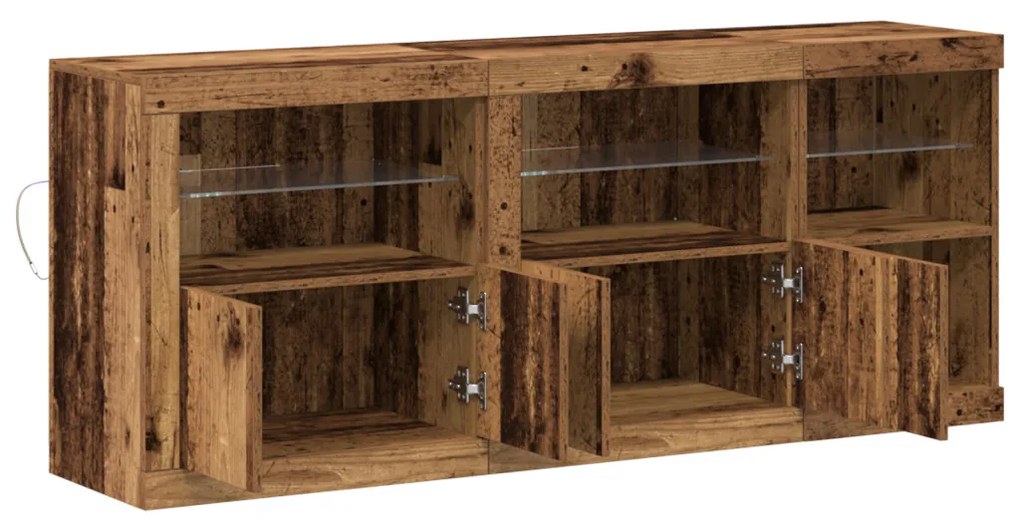 Széf LED -es lámpákkal Régi fa 162 x 37 x 67 cm Faanyag