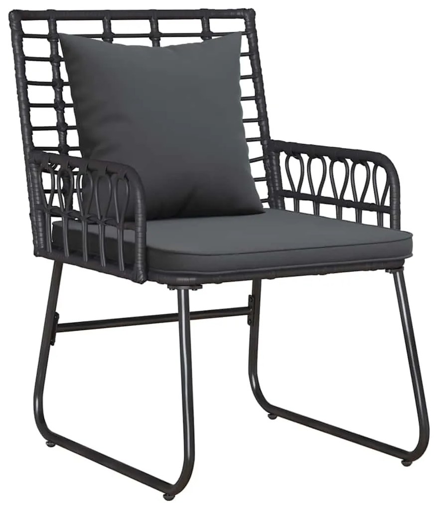 Kert étkező szett 3 pcs Fekete és Antracit Poli rattan és acél