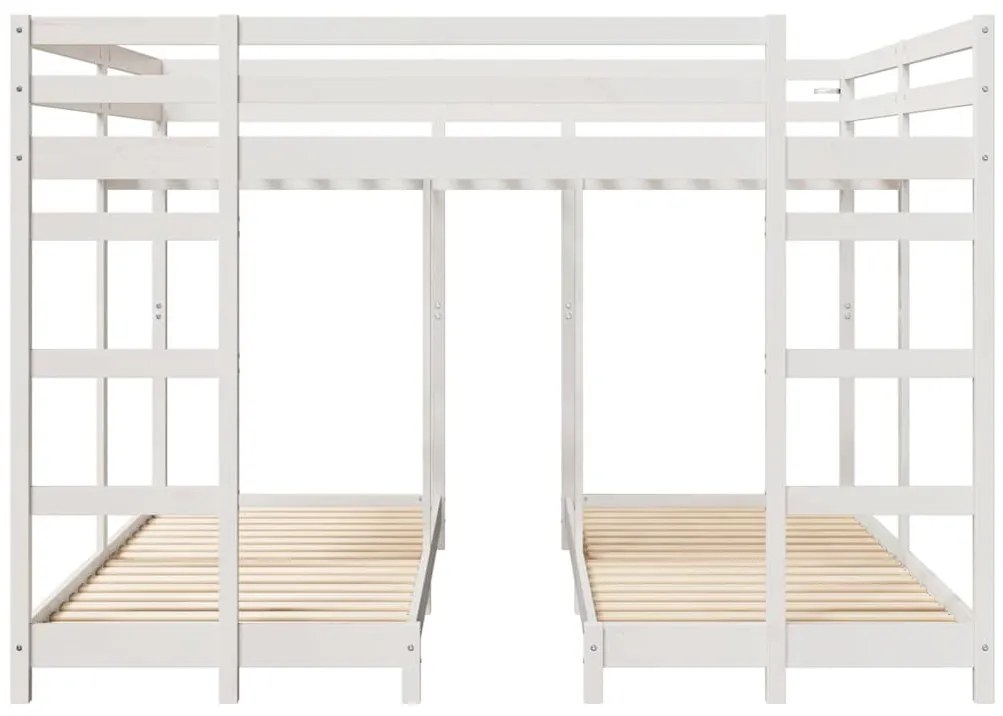 vidaXL Háromszintes emeletes ágykeret Fehér 200 x 200 cm Tömör fenyőfa