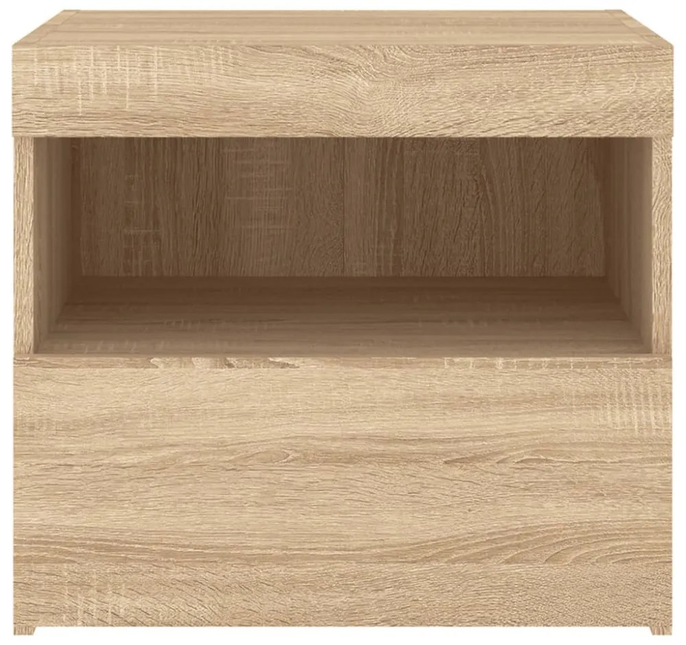 2 db sonoma tölgy színű éjjeliszekrény LED-ekkel 50x40x45 cm