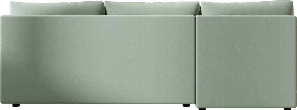 Ágyazható, kétoldalas L alakú kanapé VENORIA SLIM 200x143 cm, világoszöld színű + 2 db díszpárna INGYEN