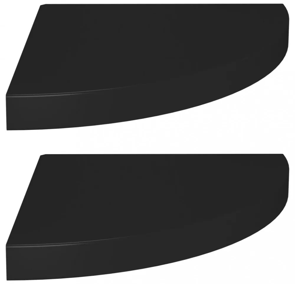 323920 Floating Corner Shelves 2 pcs Black 35x35x3,8 cm MDF