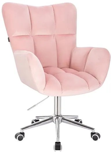 HR650K Púderrózsaszín modern velúr szék krómozott lábbal