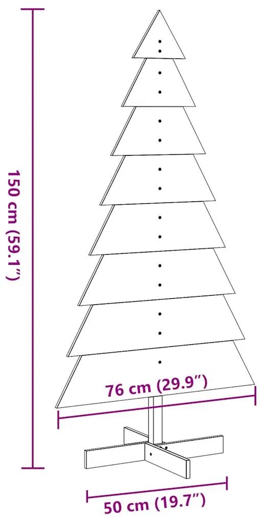 viaszbarna tömör fenyőfa karácsonyfa-dekoráció 150 cm