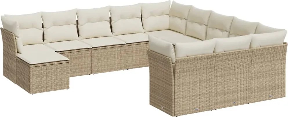 vidaXL 12 részes bézs polyrattan kerti ülőgarnitúra párnákkal