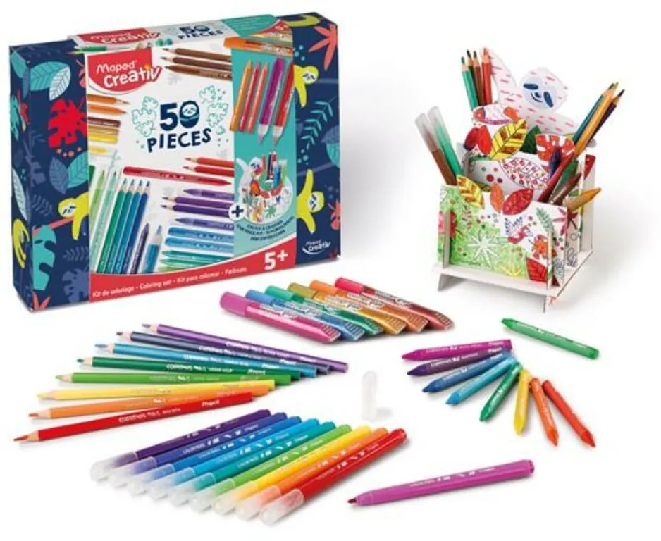 Színezőkészlet, írószertartóval, 50 darabos, MAPED CREATIV (IMAC907037)