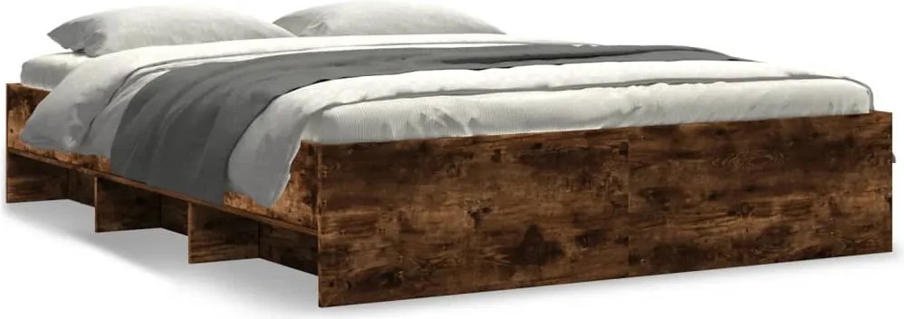 vidaXL füstös tölgy színű szerelt fa ágykeret matrac nélkül 160x200 cm