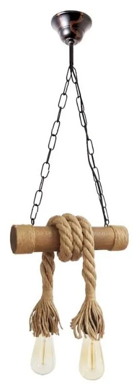 Csillár láncon KOS 2xE27/60W/230V bükkfa