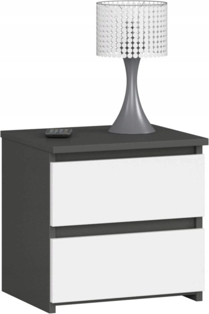 Éjjeliszekrény CL2 grafit szürke-fehér 40cm 2fiókos Akd